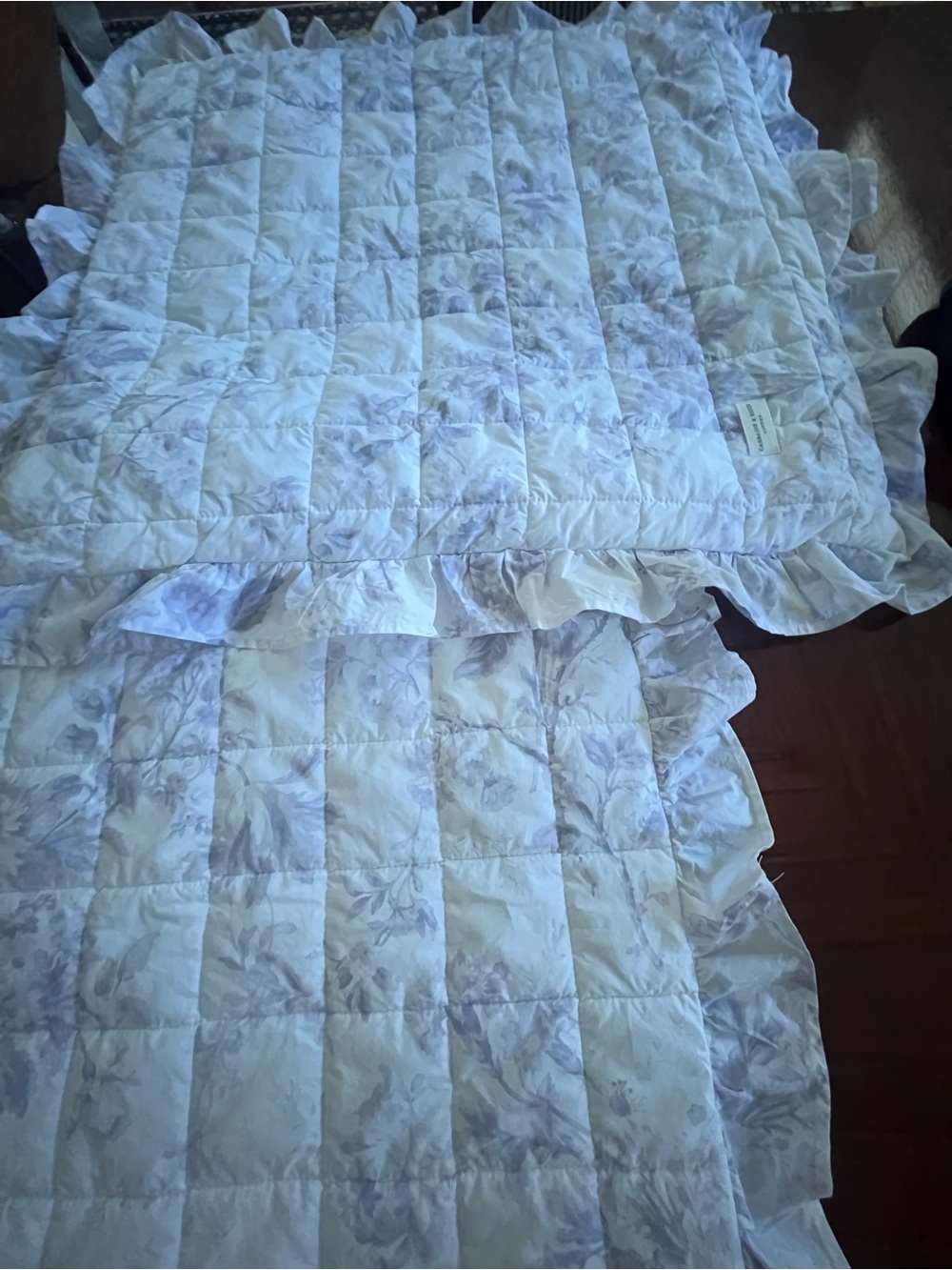 Cabbages & Roses Lavender Floral Quilted Shams with Ruffle Trim - Picture 11 of 16